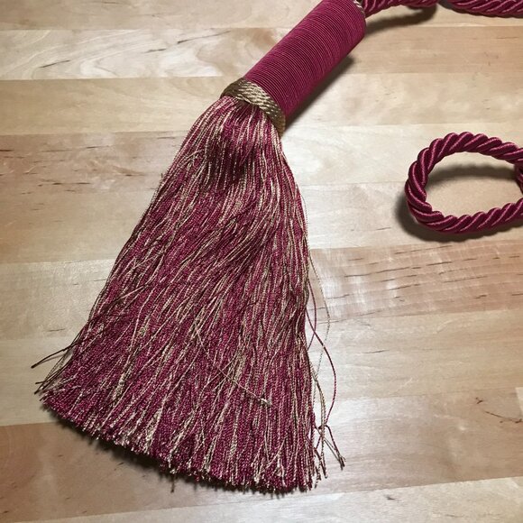 Vintage Rodeo Home Aurbergine Gold Curtain Braided Rope Tassel Drape Tieback 29" - Picture 7 of 7